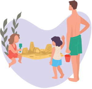 Familia en la playa